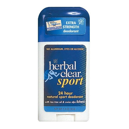 Herbal Clear Sport 24 Hour Natural Sport Deodorant with Tea Tree Oil and Swiss Alps Lichen, 1.8 oz